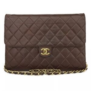 Chanel Classic small flap brown pushlock CC bag handbag